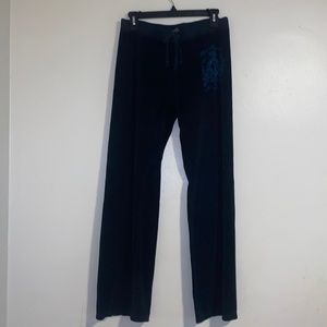 Juicy Couture Black Velour Pants size Small